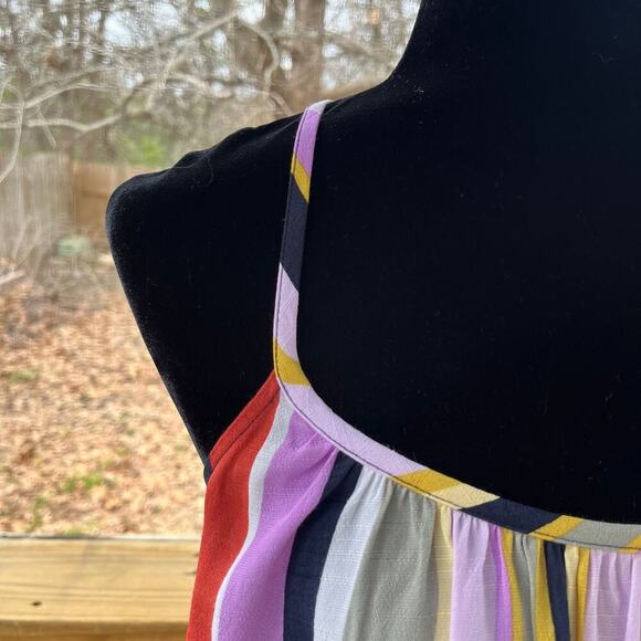 LOFT Colorful Striped Ruffle Hem Top Size S. NEW - Picture 9 of 12